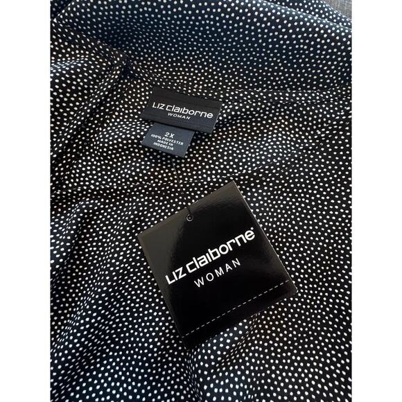 New LIZ CLAIBORNE Back White Polkadot Blouse‎ Ruffle Flutter Sleeve Plus Size 2X - Picture 5 of 10